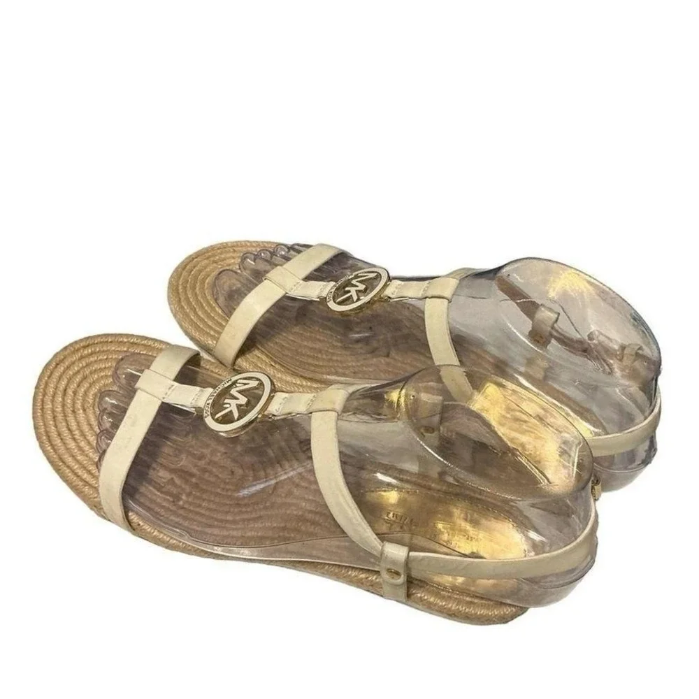 MICHAEL KORS HOPE‎ WHITE PATENT MK LOGO ESPADRILLE SANDALS SIZE 6.5